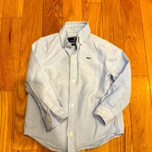 Vineyard Vines 3T whale Oxford shirt- blue and white stripe